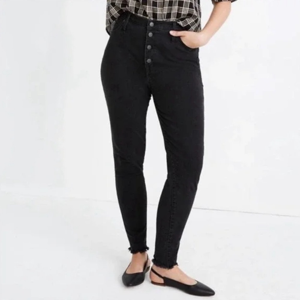 NWT Madewell 10" High-Rise Skinny Jeans Berkeley Black Button Fly Denim 37 TALL